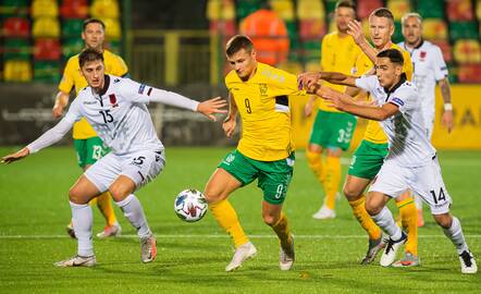 Pergalė: šiemet Lietuvos futbolininkai įveikė aukštesnį tarptautinį reitingą turinčią Albanijos rinktinę.