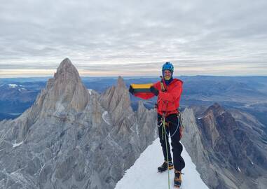 Dedikacija: alpinistas M. Gružauskas džiaugiasi, kad galėjo iškelti Lietuvos trispalvę ant Cerro Torre viršūnės Patagonijoje.