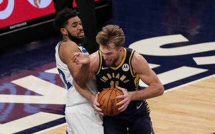 Jėga: D.Sabonis per mačą su "Timberwolves" septyniolika kartų atkovojo kamuolį.