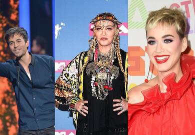 Enrique Iglesijas (kairėje), Madonna, Katy Perry