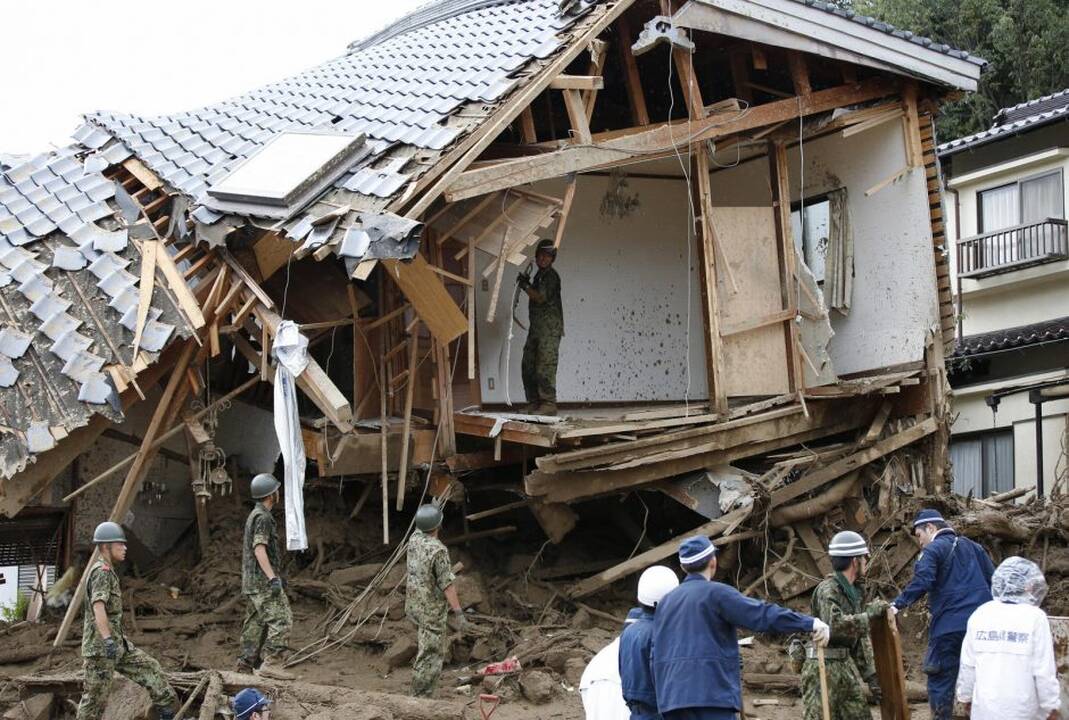 Nuslinkusi žemės nuošliauža Japonijoje