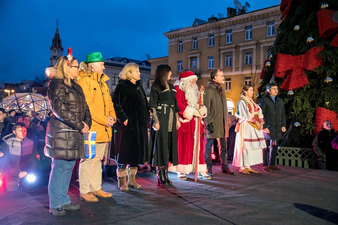 Sostinės Rotušės aikštėje įžiebta Kalėdų eglė