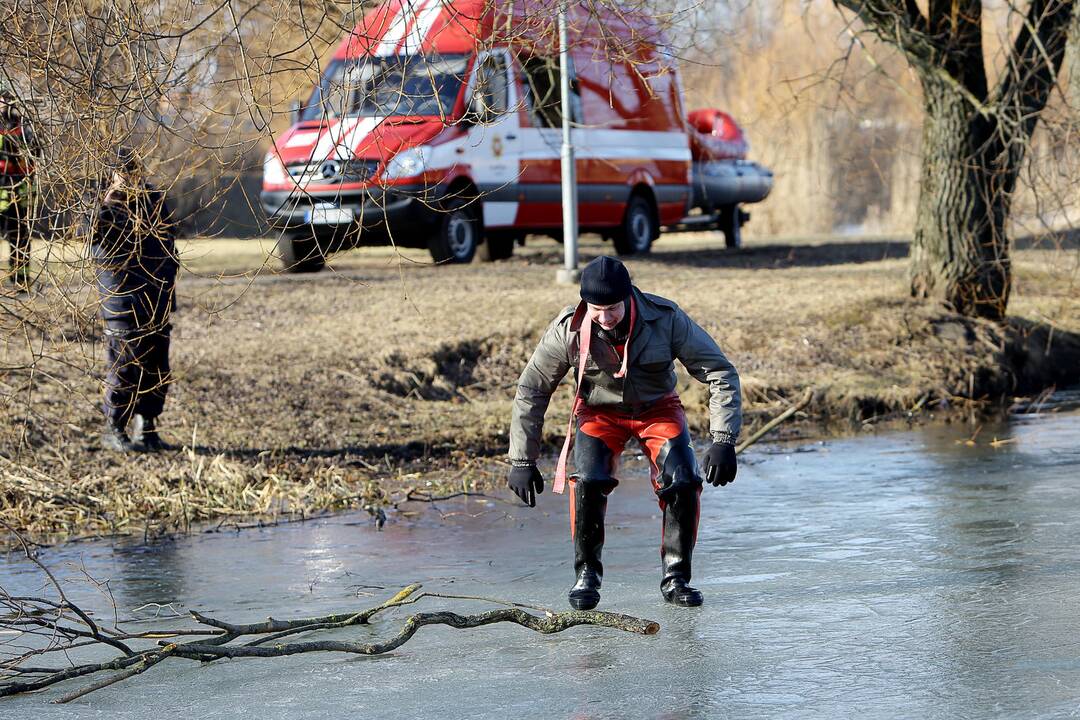 Ugniagesių pamoka ant ledo