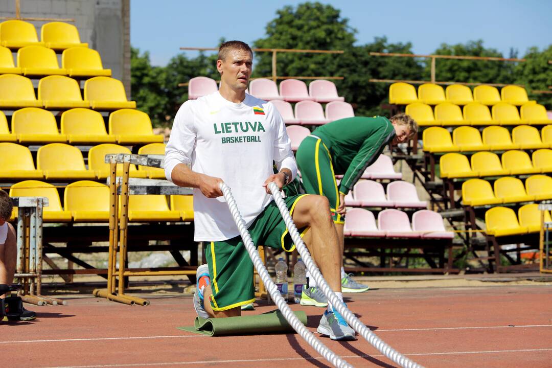 Lietuvos krepšinio komandos treniruotė