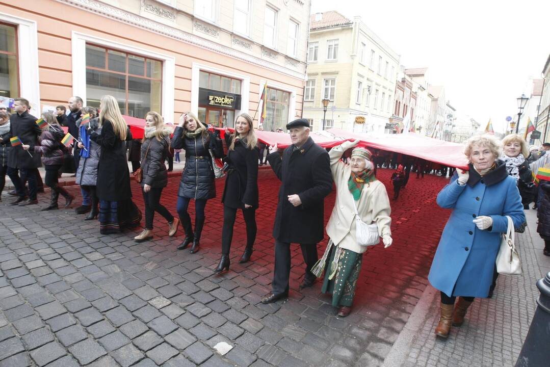 Nešė įspūdingo dydžio vėliavą