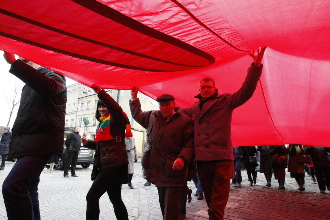 Nešė įspūdingo dydžio vėliavą