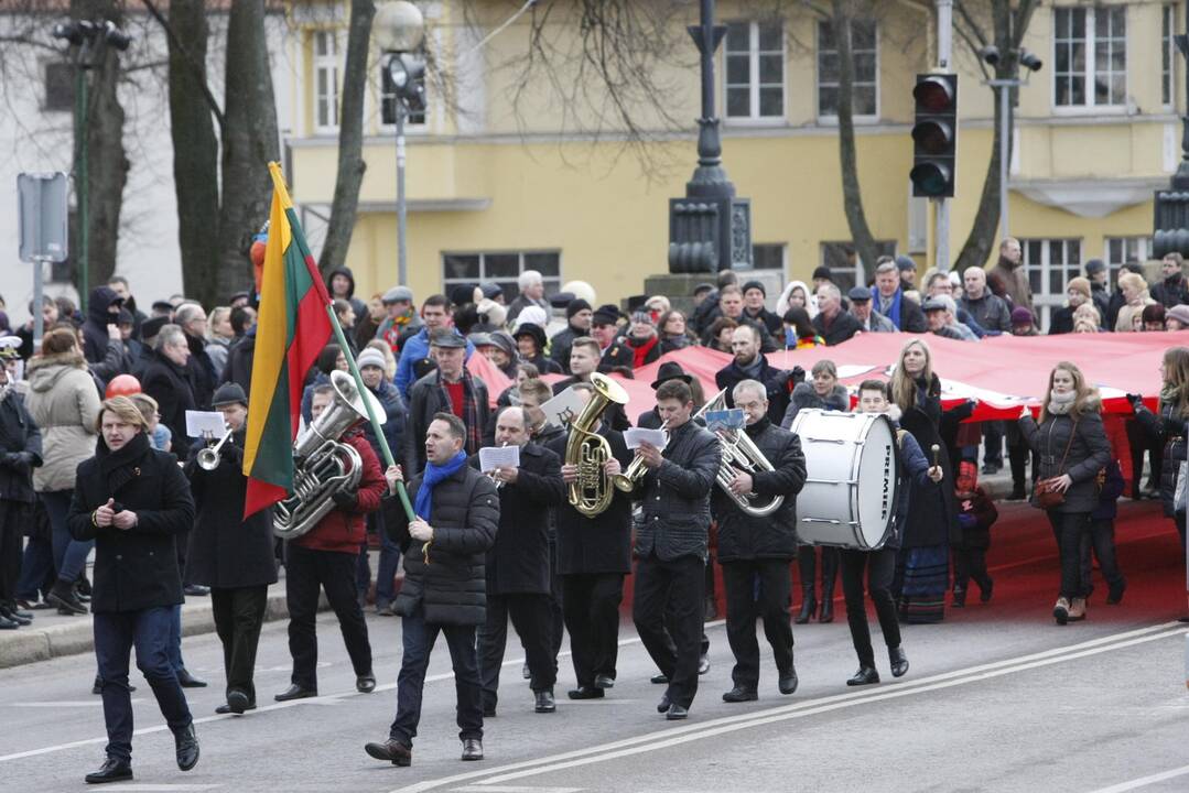 Nešė įspūdingo dydžio vėliavą