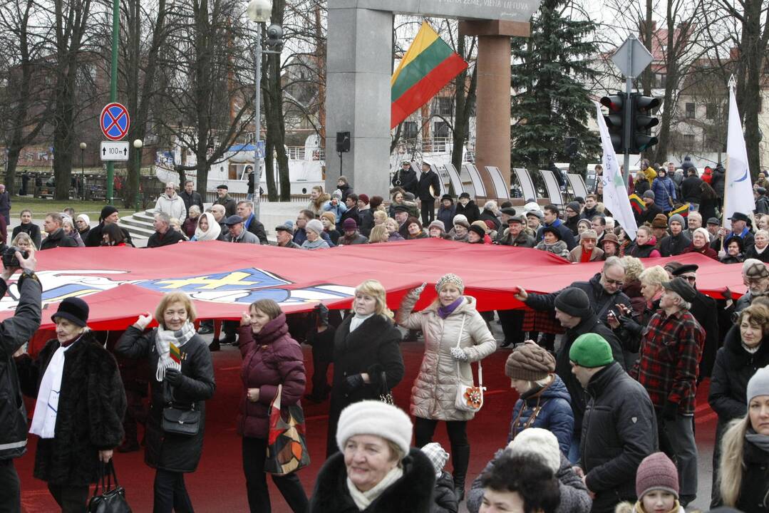 Nešė įspūdingo dydžio vėliavą