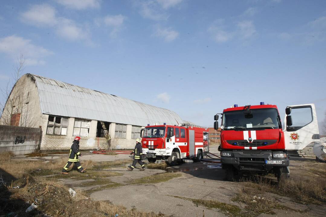 Kretingoje naktį degė angaras