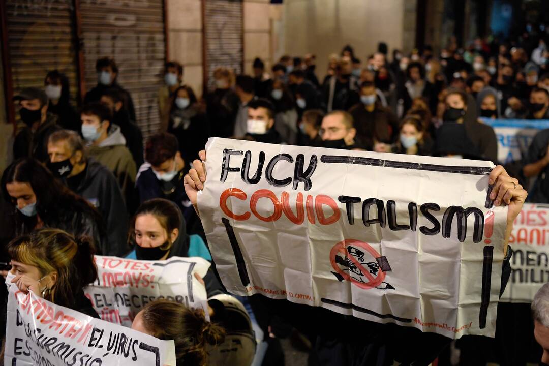 Protestas prieš antipandeminius ribojimus Barselonoje