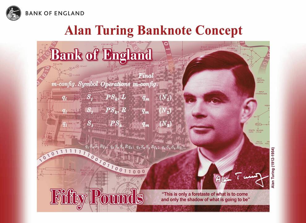 Iškilus britų kriptografas A. Turingas pagerbtas nauju JK banknotu