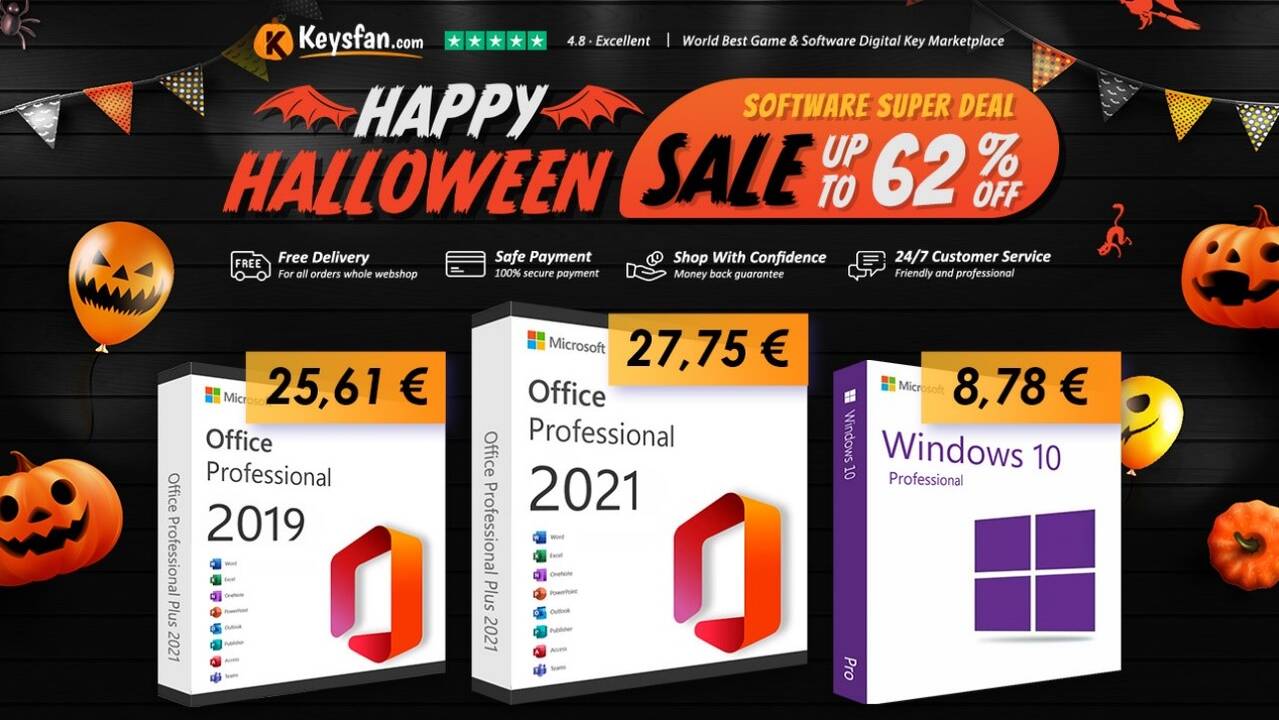 „Keysfan“ Helovino išpardavimas garantuoja mažiausią „Office 2021 Pro“ kainą: tik 15,43 €/PC