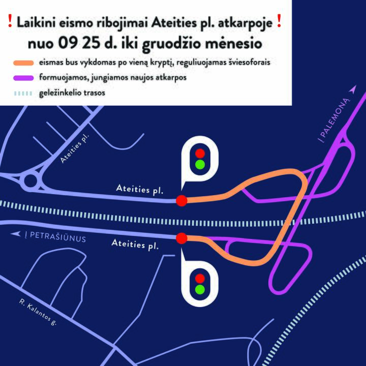Artimiausius du mėnesius ties Amalių pervaža eismą ribos šviesoforai.