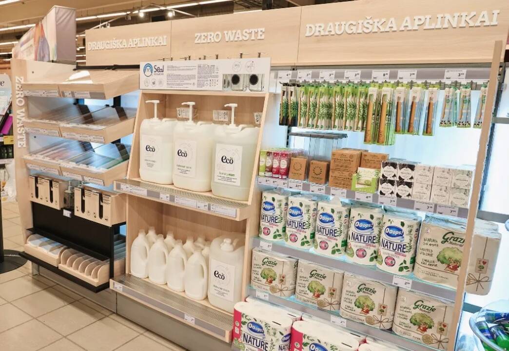 Produktai ir jų pakuotės.