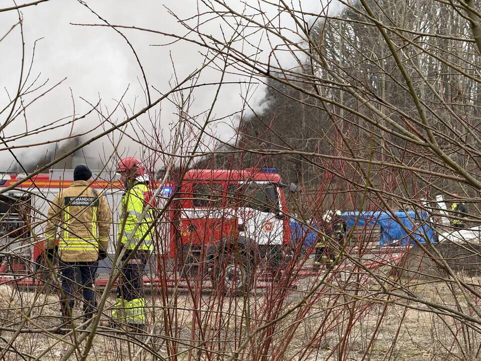 Klaipėdos rajone užsiliepsnojo medžio apdirbimo įmonė