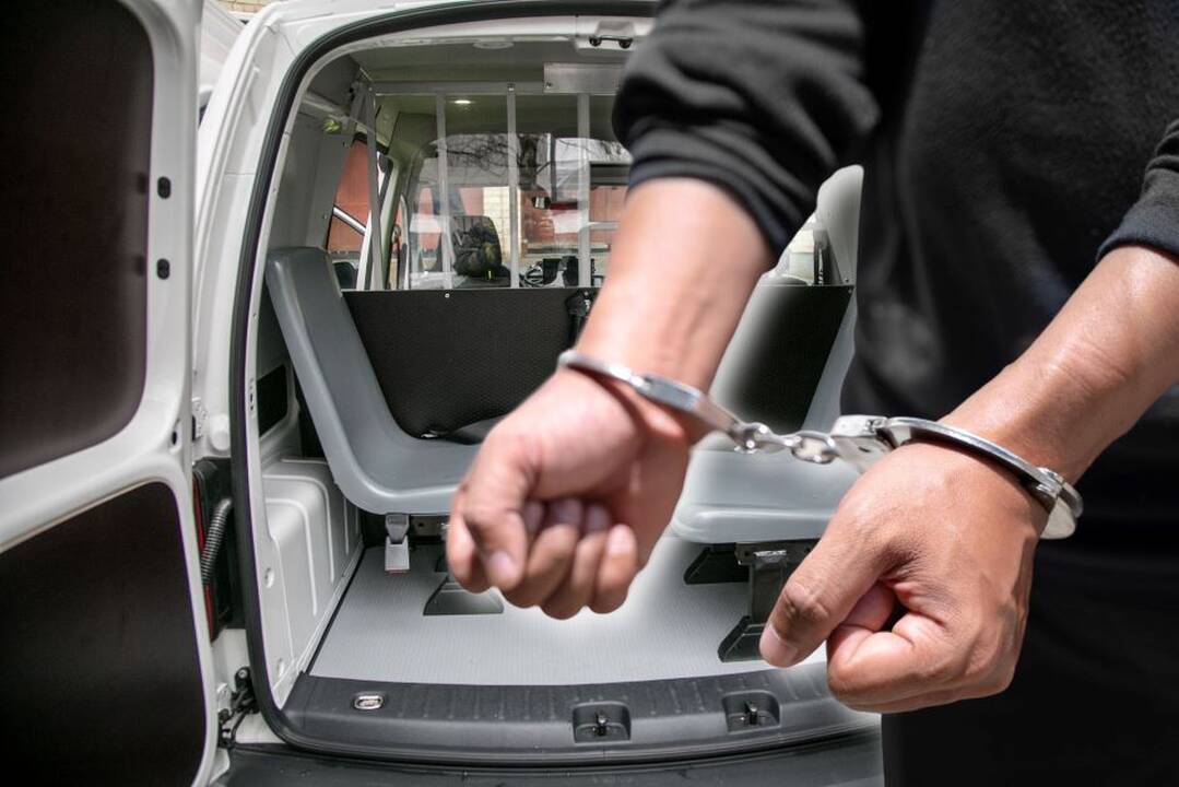 Sulaikytas kaunietis savo įtūžį liejo policijos tarnybiniame automobilyje