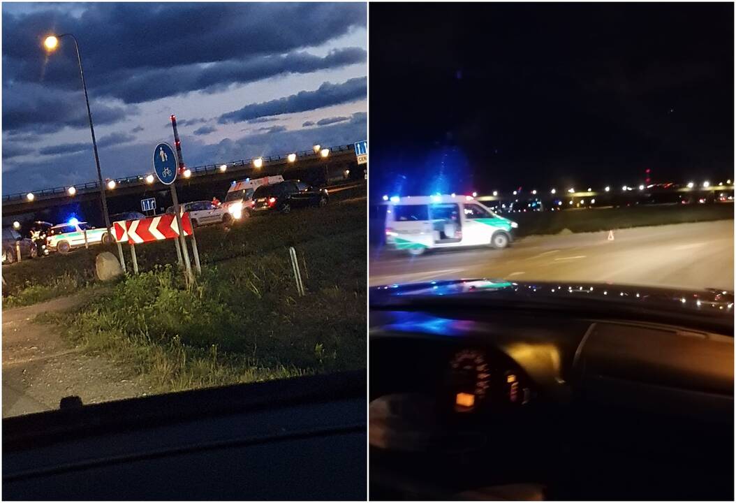 Jakų žiede partrenktas dviratininkas: prireikė medikų pagalbos