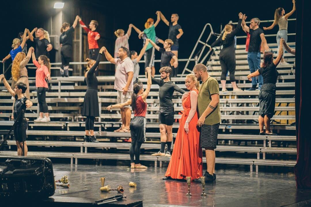 Operetės „Orfėjas pragare“ repeticijos akimirka.