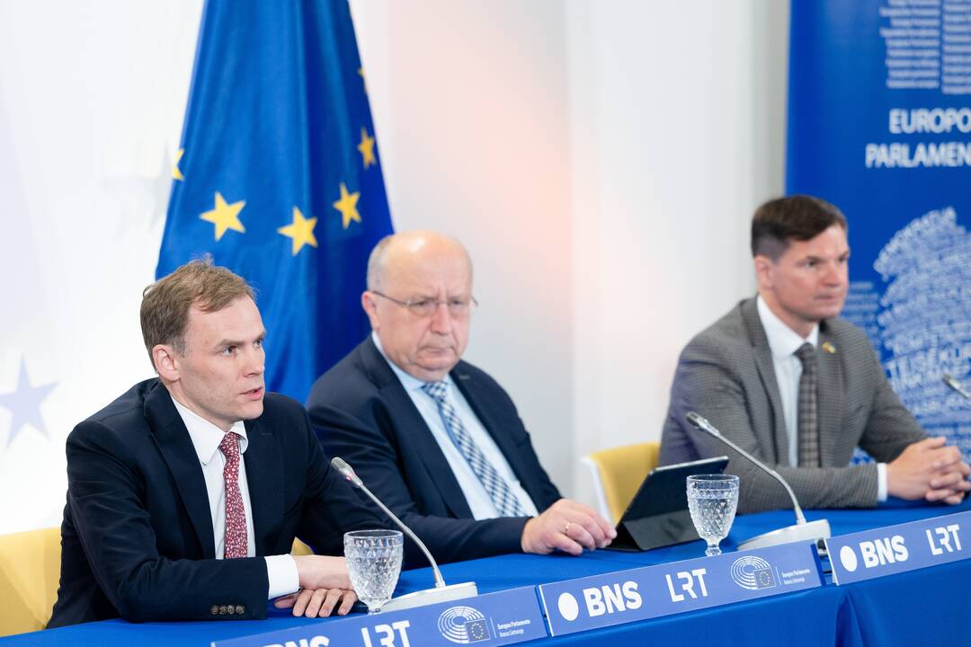 Spaudos konferencija Europos Parlamento rinkimų rezultatams aptarti.