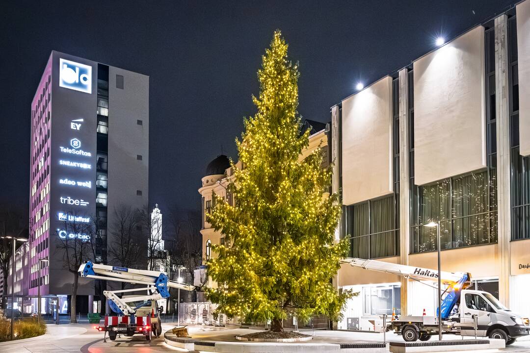 Kalėdiniai Kauno papuošimai jau džiugina praeivius