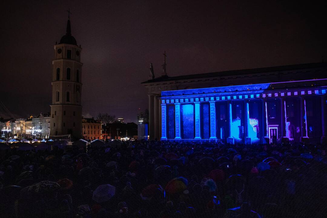 3D pasaka ant Vilniaus katedros sienos