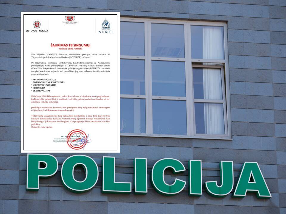 Policija įspėja: jos vardu sukčiai platina melagingus šaukimus į teismą