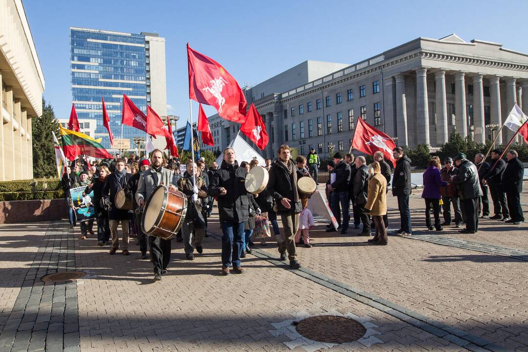 Nepriklausomybės aikštėje Vilniuje mitingavo referendumą palaikantys piliečiai