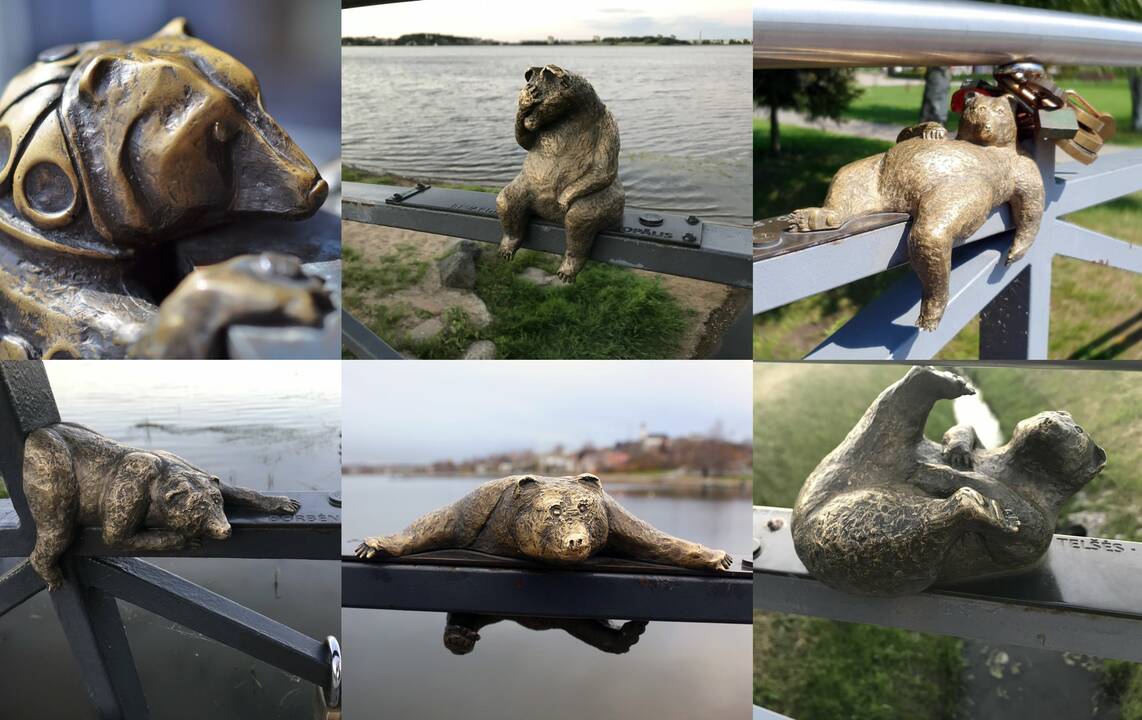 Ypatinga: Telšių centre esanti skulptūra „Žemaitijos legendos“ vaizduoja meškiukus ir žemaitukus ant nugaros nešančią mešką – Žemaitijos motiną.