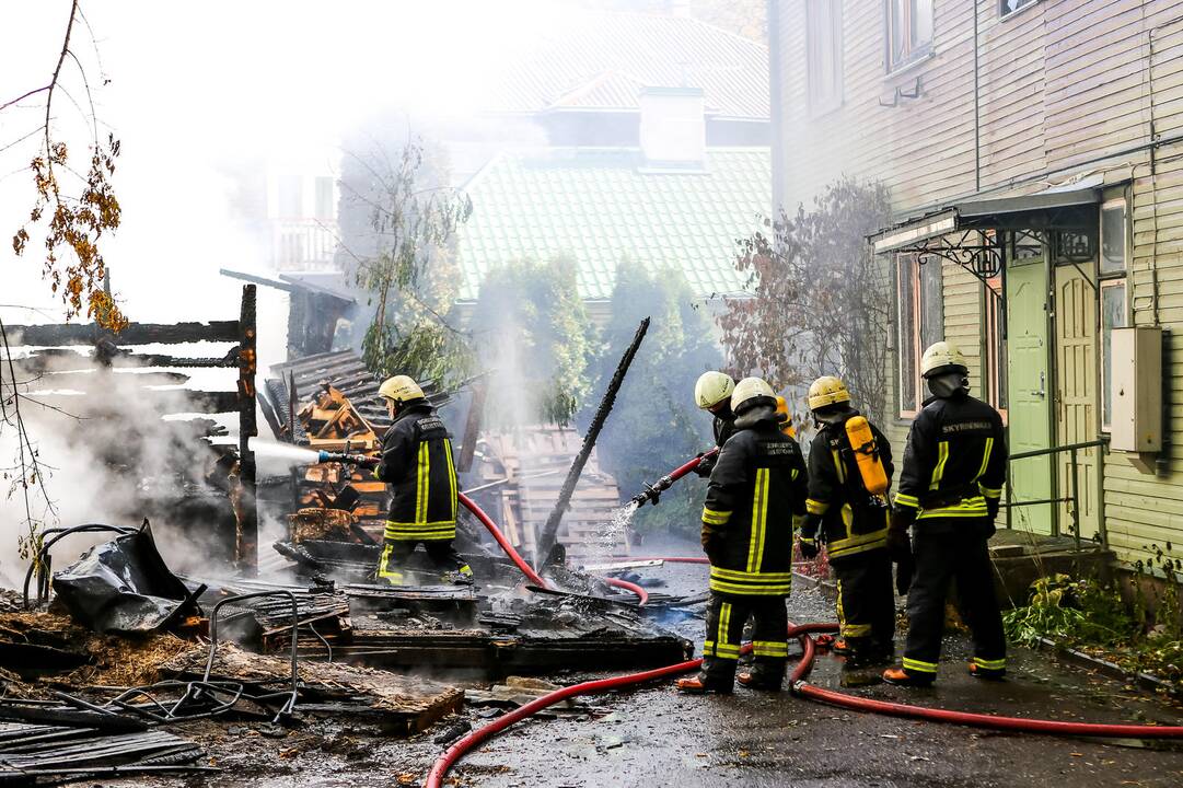 Žaliakalnyje supleškėjo mediniai sandėliai