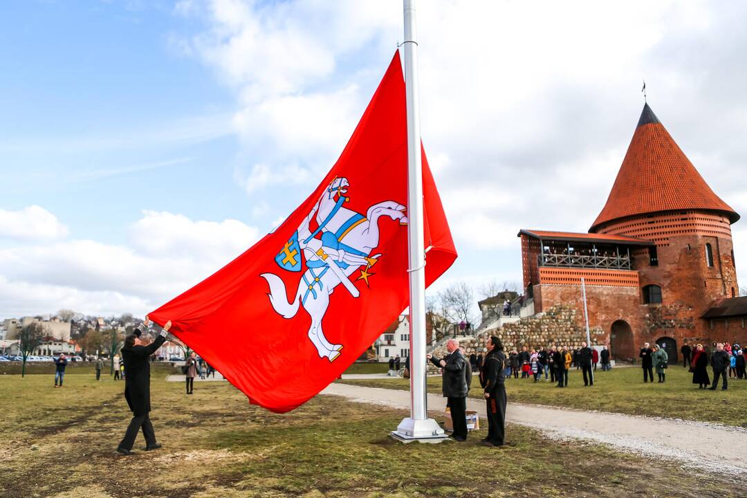 Istorinę Lietuvos valstybės vėliavą iškėlė kauniečiai