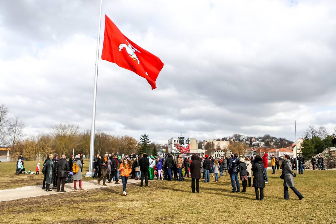 Istorinę Lietuvos valstybės vėliavą iškėlė kauniečiai