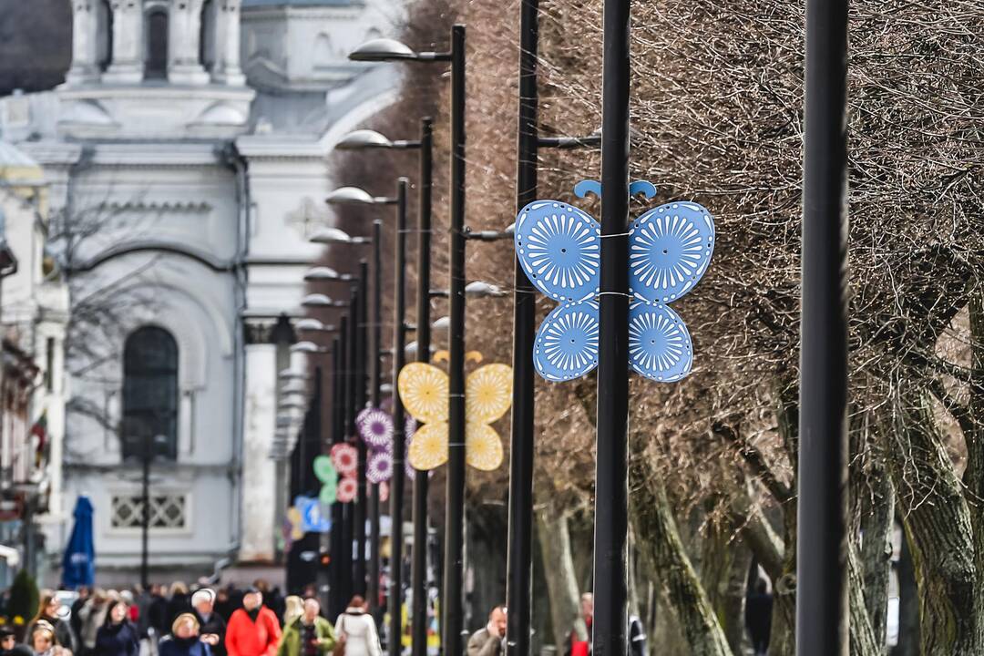 Velykų dekoracijos Laisvės alėjoje