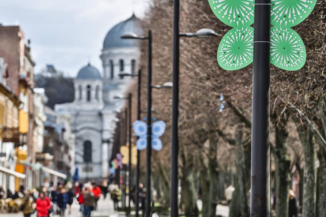Velykų dekoracijos Laisvės alėjoje