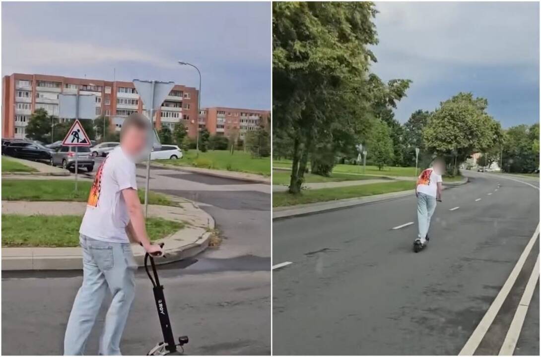 Jaunuolis, dūmęs antrąja eismo juosta, nėrė į priešpriešą, o jį nufilmavusiam vairuotojui dar reiškė nepasitenkinimą.