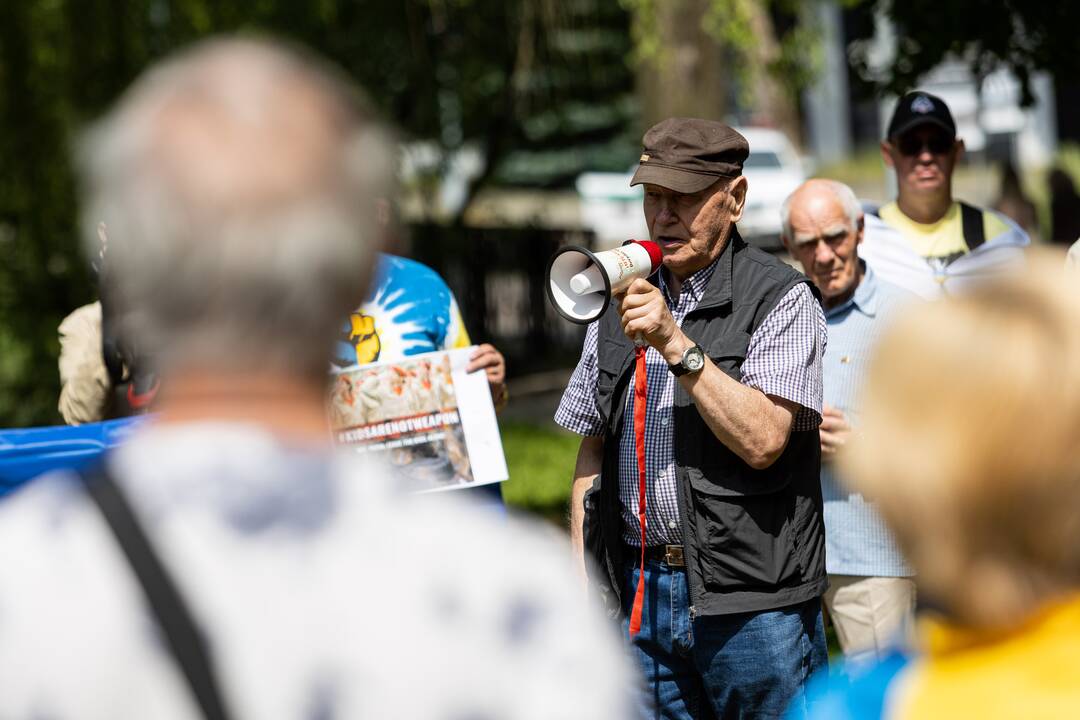 Protestas prie Rusijos ambasados dėl Ukrainoje grobiamų vaikų