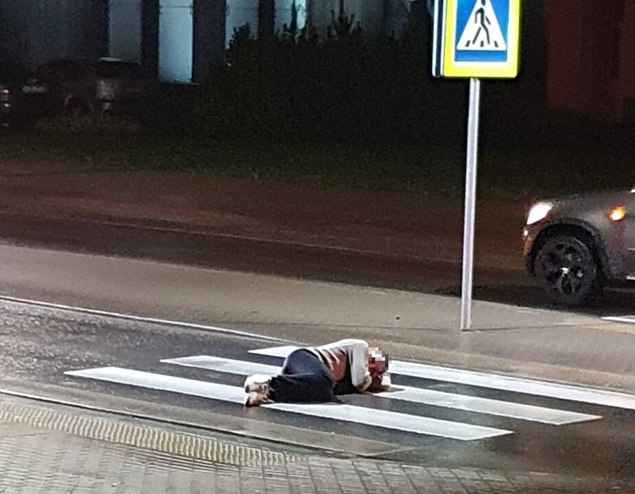 Pėsčiųjų perėjoje – gyvybei pavojingas girto vyro šou
