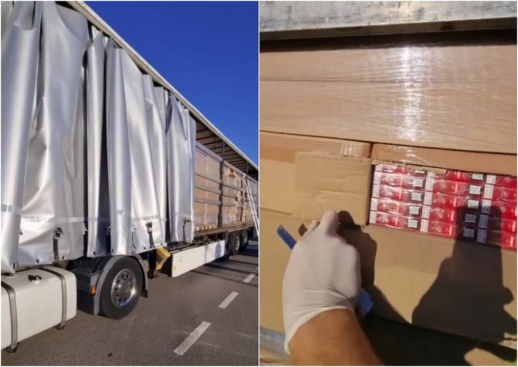 Iš Klaipėdos į Švediją keltu bandyta išgabenti beveik milijono eurų vertės rūkalų siuntą