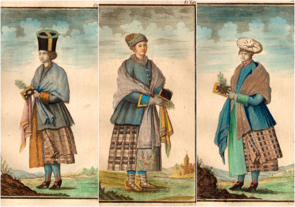 Piešiniai: Mažosios Lietuvos gyventojos lietuvės. Iš: Bock, F. S. Versuch einer wirtschaftlichen Naturgeschichte von dem Koenigreich Ost- und Westpreussen. – T. 1. – Dessau, 1782 m.