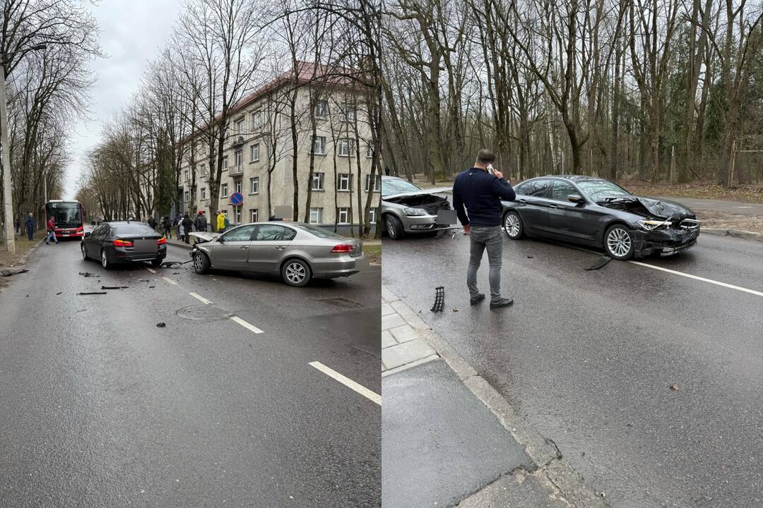 Vydūno alėjoje – BMW ir „Passat“ avarija: vairuotojai prašė pareigūnų pagalbos