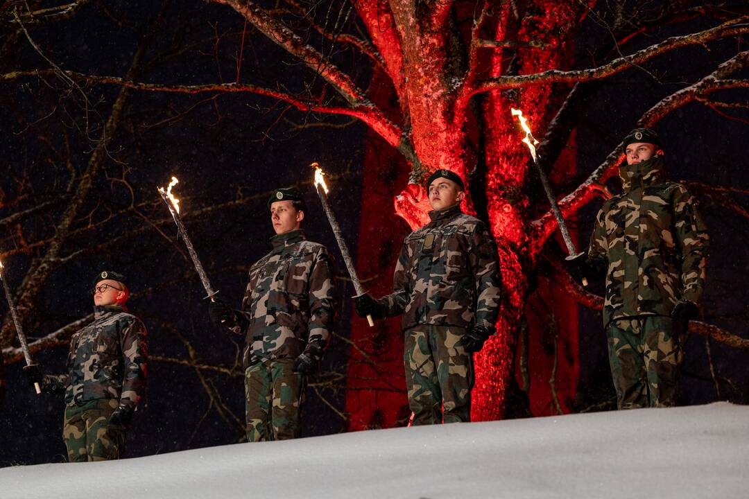 Atminimo laužų uždegimo ceremonija prie Vilniaus TV bokšto