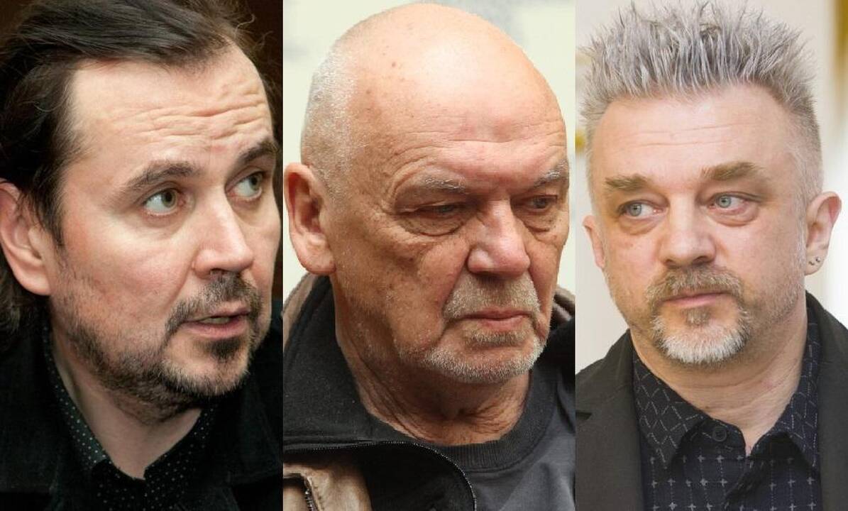 Oskaras Koršunovas (kairėje), Eimuntas Nekrošius, Andrius Mamontovas