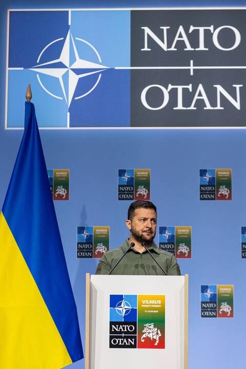 V. Zelenskio spaudos konferencija NATO viršūnių susitikime Vilniuje