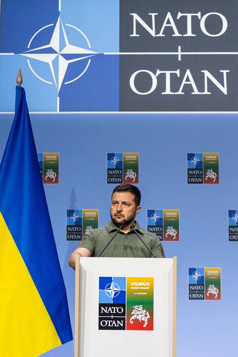 V. Zelenskio spaudos konferencija NATO viršūnių susitikime Vilniuje