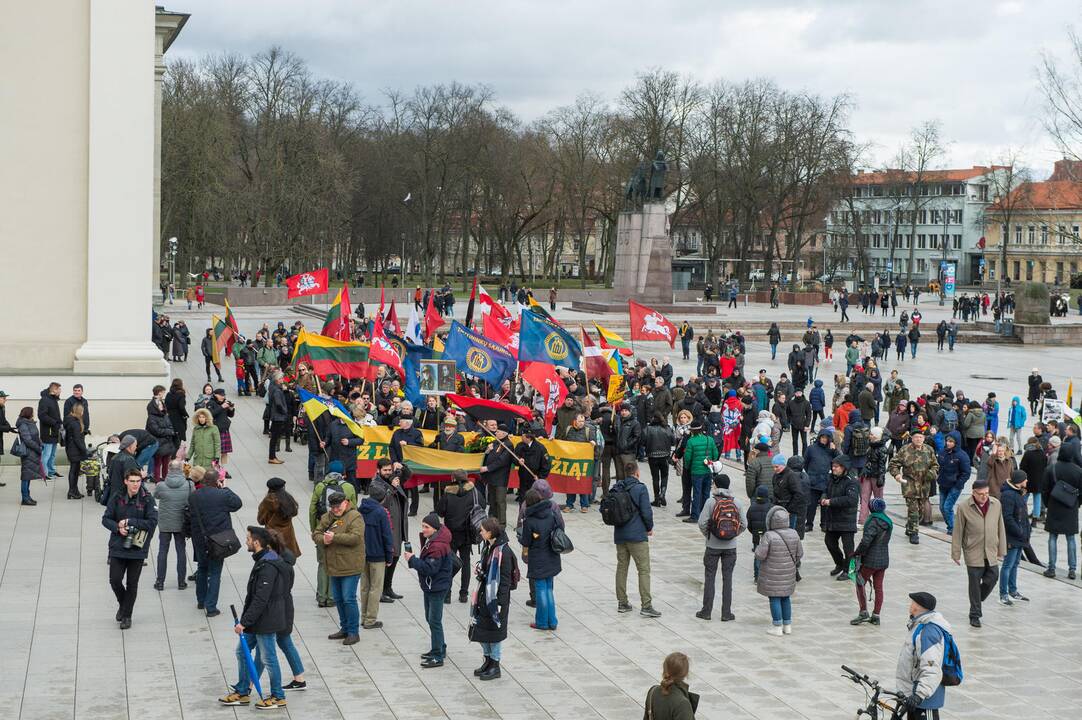 Keli šimtai žmonių žygiavo tautininkų eitynėse Vilniuje