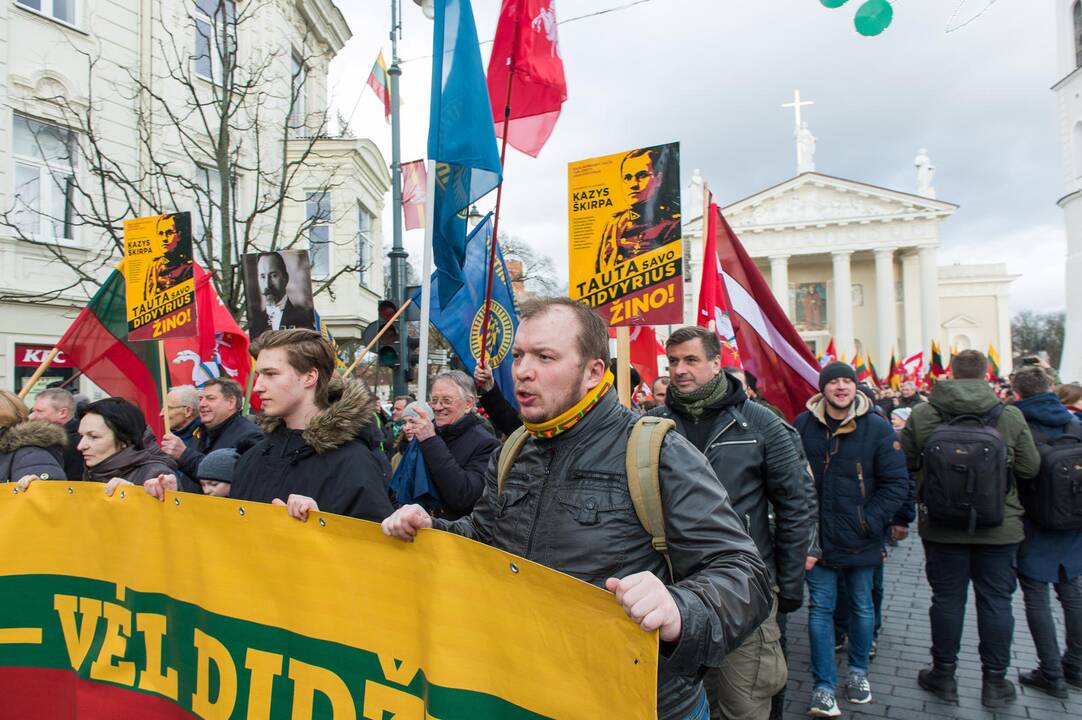 Keli šimtai žmonių žygiavo tautininkų eitynėse Vilniuje