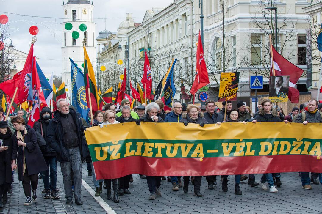 Keli šimtai žmonių žygiavo tautininkų eitynėse Vilniuje