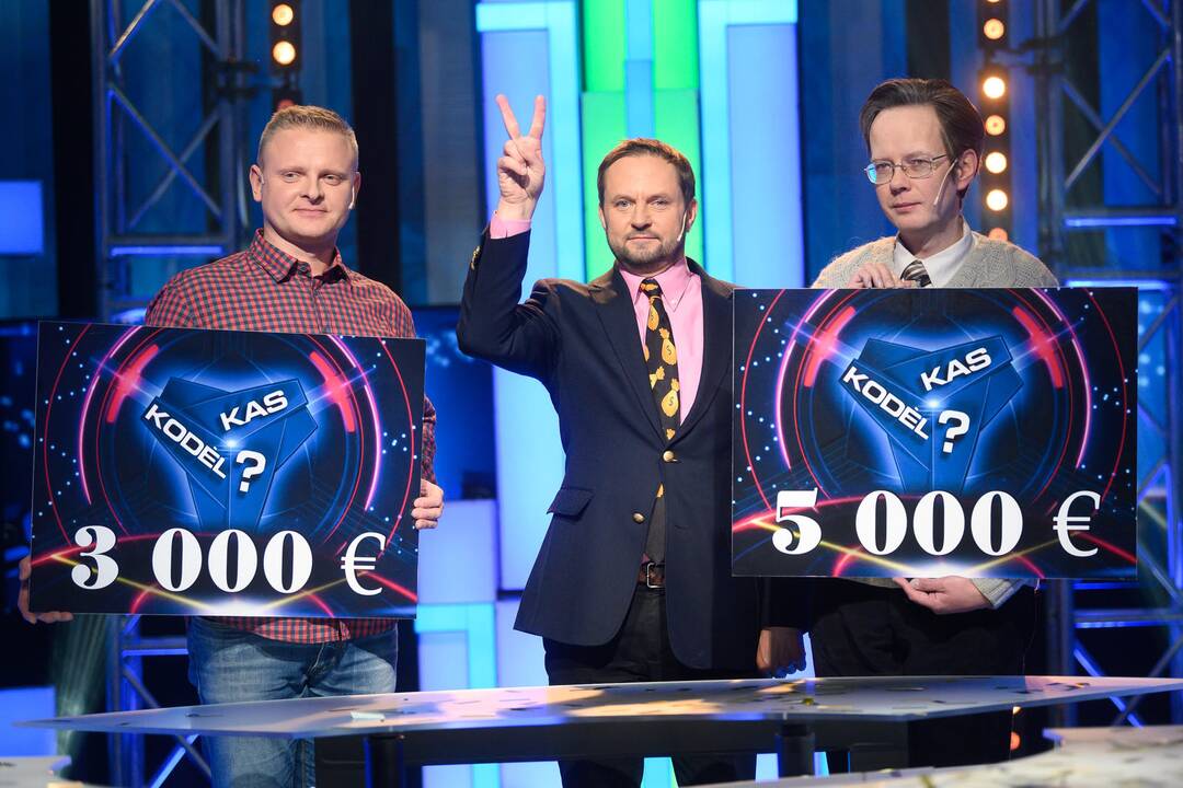 Viktorinos vedėjas Darius Jurgelevičius ir Saulius Štulas (dešinėje)