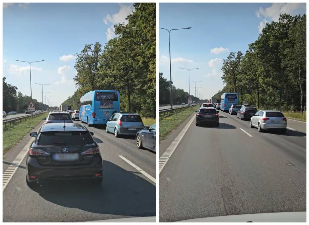 Kelyje prie Rumšiškių per avariją nukentėjo motociklo vairuotojas, nusidriekė automobilių eilės