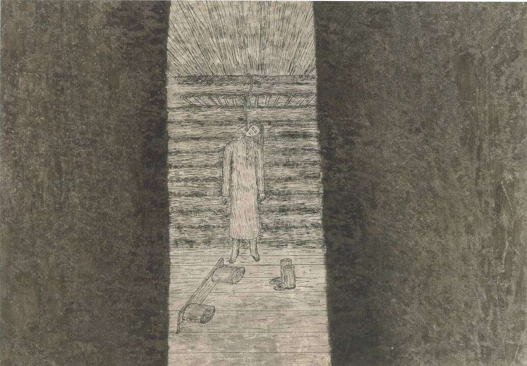 Išnaudojimas: R. Vaicekauskas kasa anglis šachtoje Jakutske. 1954 m. 