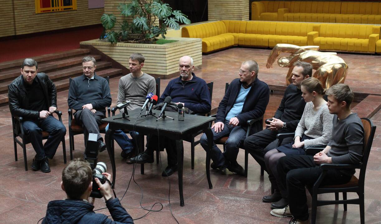 Oskaras Koršunovas (kairėje), Eimuntas Nekrošius, Andrius Mamontovas